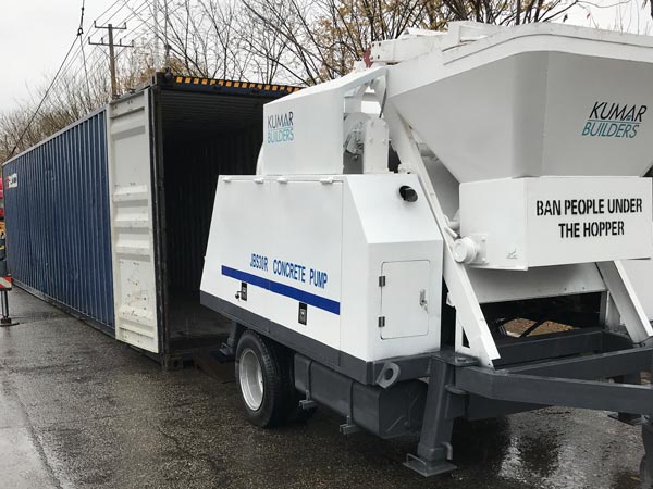 loading concrete mixer pump