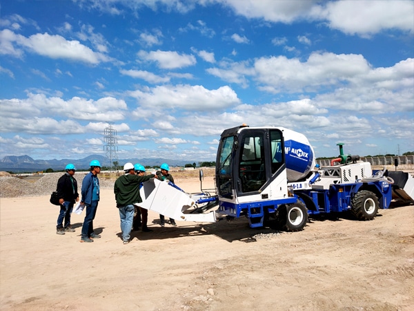 Customers Checking Self Loader Mixer