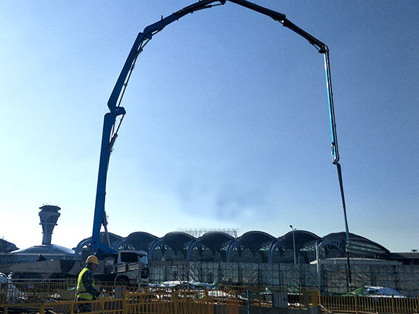 Pump Truck on Construction Site