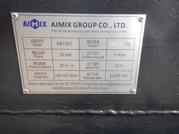 ABT30C Concrete Pump Specifications
