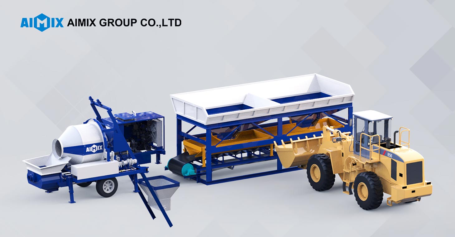 Concrete Mixer Pump + Wheel Loader + Concrete Batching Machine
