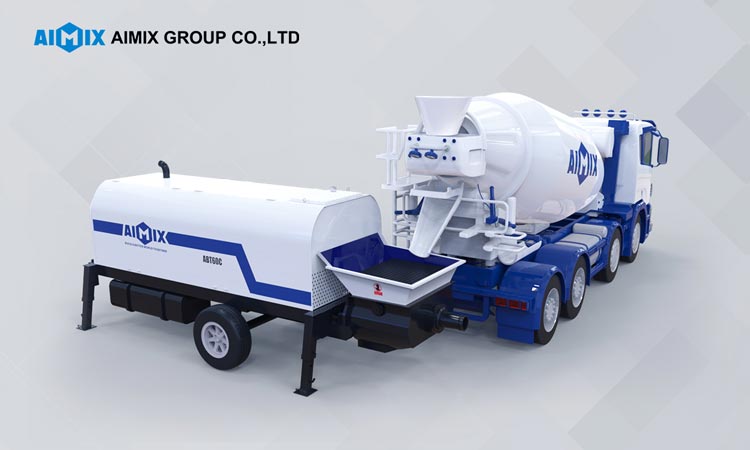 Trailer Mounted Concrete Pump + Concrete Mixer Truck