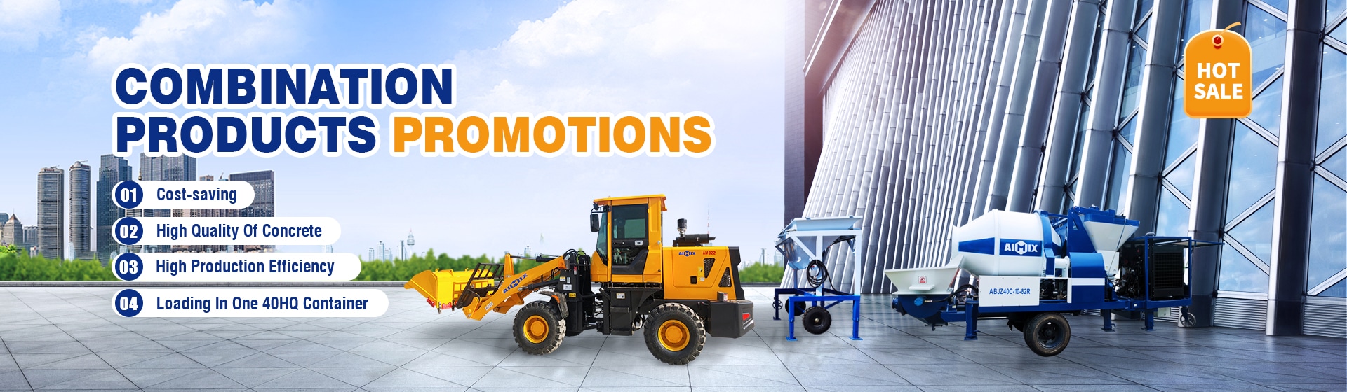 Wheel Loader+Batching Machine+Mixer Pump