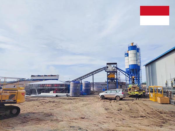 Installing AJ120 Concrete Mixing Plant In Morowali, Indonesia