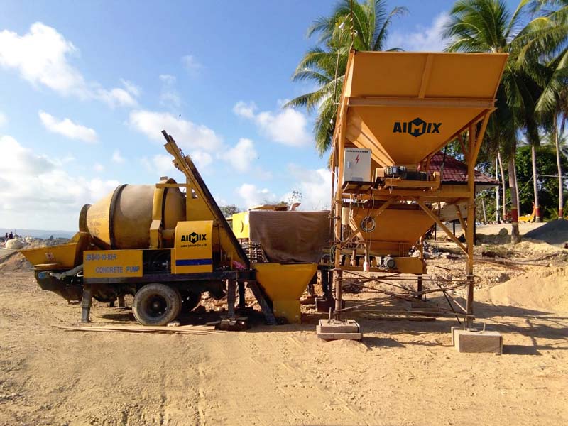 Concrete Batching Machine + Mixer Pump Working in Indonesia