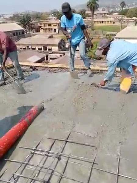 ABJZ40C mixer pumping concrete on-site in Nigeria