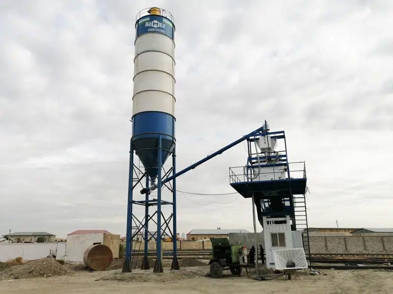 AJY35 Mobile Concrete Plant in Tanzania Working For Road Construction