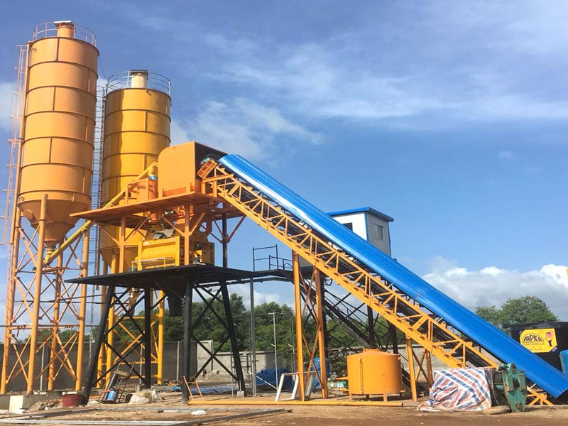 Belt-type Stationary Concrete Mixing Plant in Tanzania