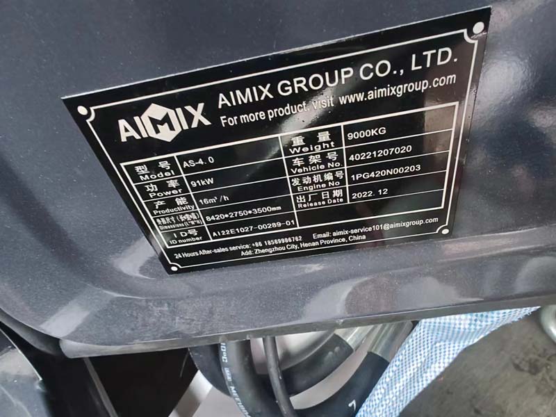 Parameters of AS-4.0D Self Loader Mixer