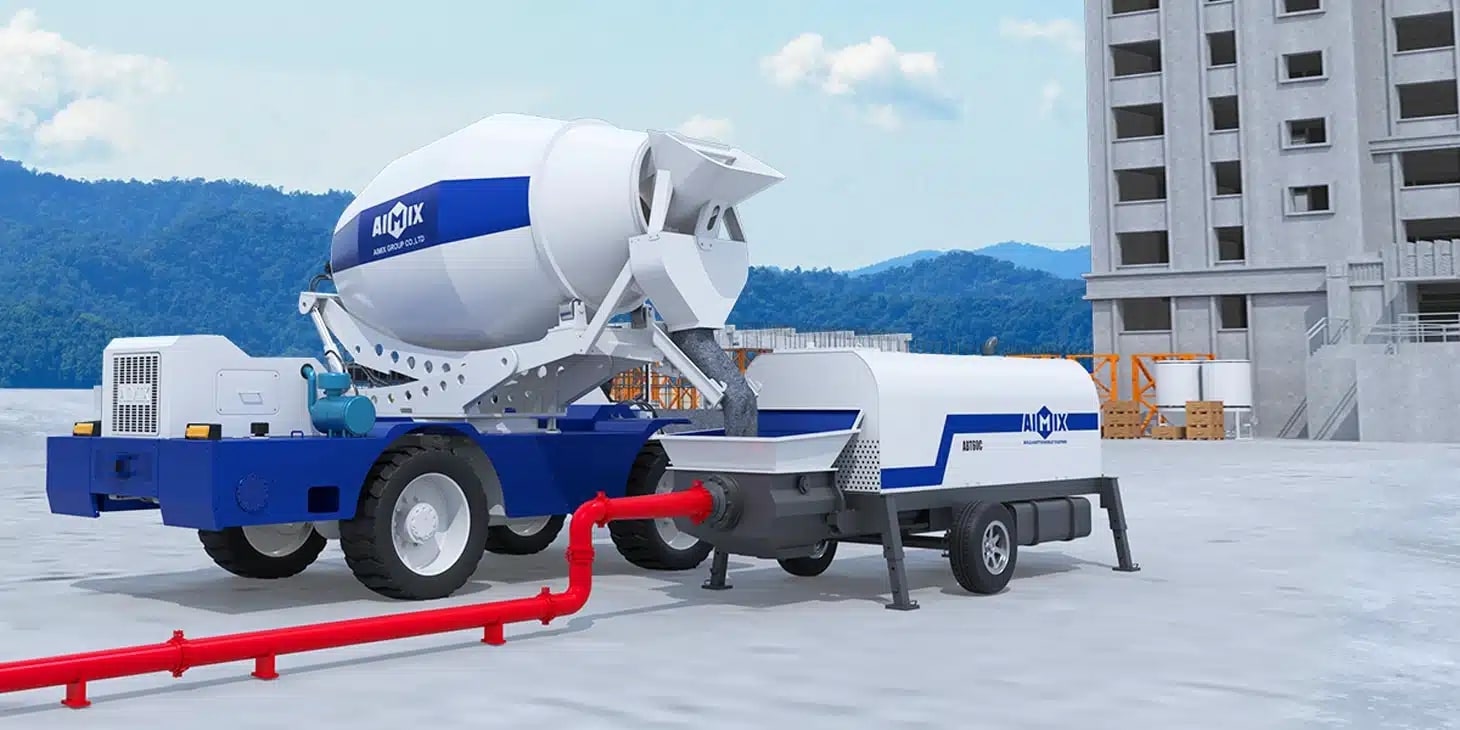 AIMIX Self Loading Concrete Mixer with Pump in Tanzania