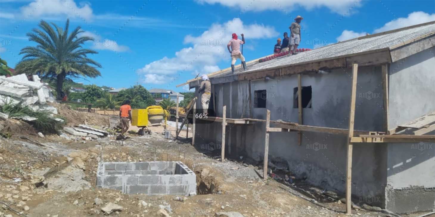 Using Drum Mixer for House Construction in Antigua Before