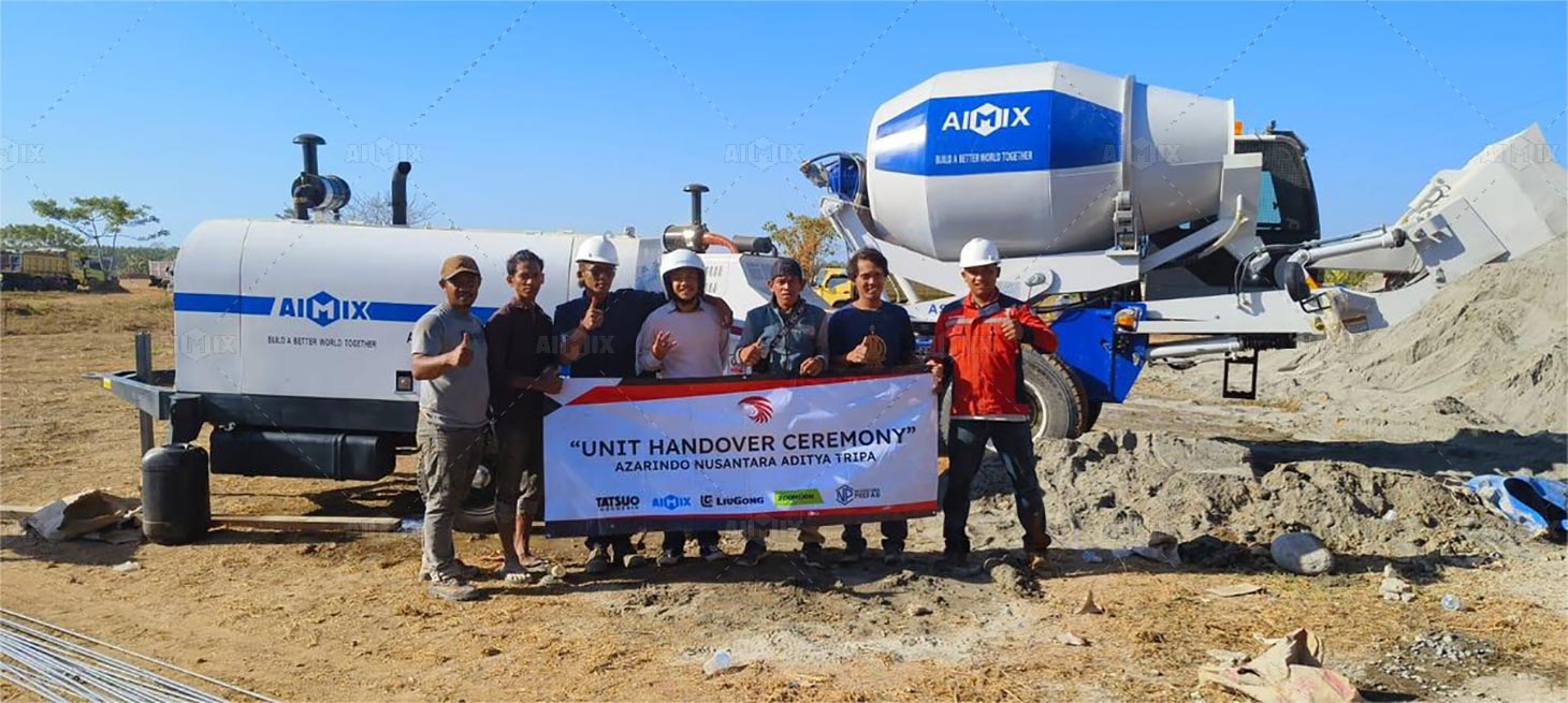 AS-4.0 Concrete Mixer and ABT60C Concrete Pump For Warehouse Construction in East Java