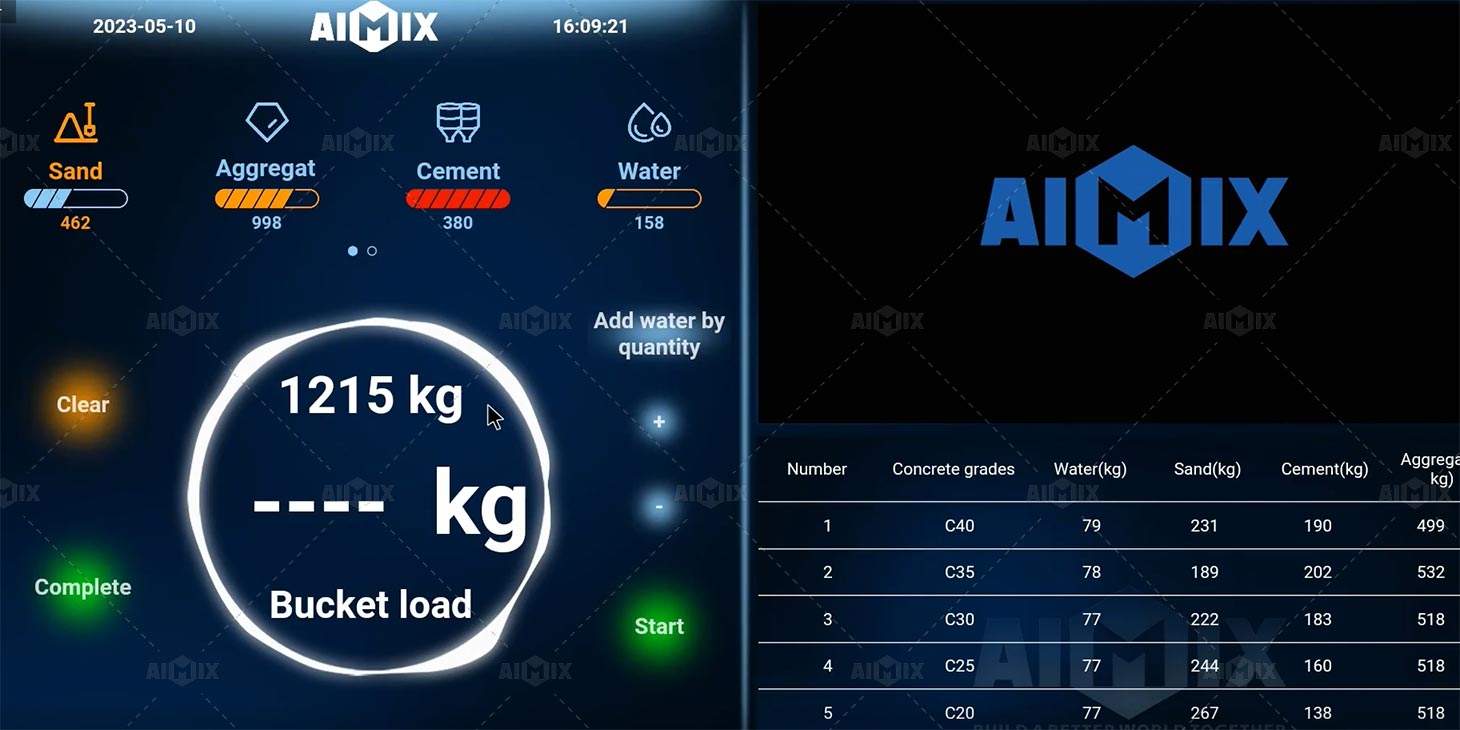 operating screen of weighing system