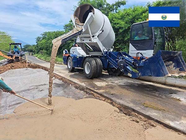 Accelerating Road Building Efforts with AIMIX Self Loading Concrete Mixer in El Salvador