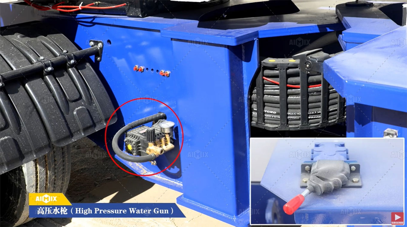 Using Water Gun to Clean The Self Loading Mixer