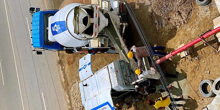 Concrete Pump Trailer Working for Warehouse Construction in Myanmar