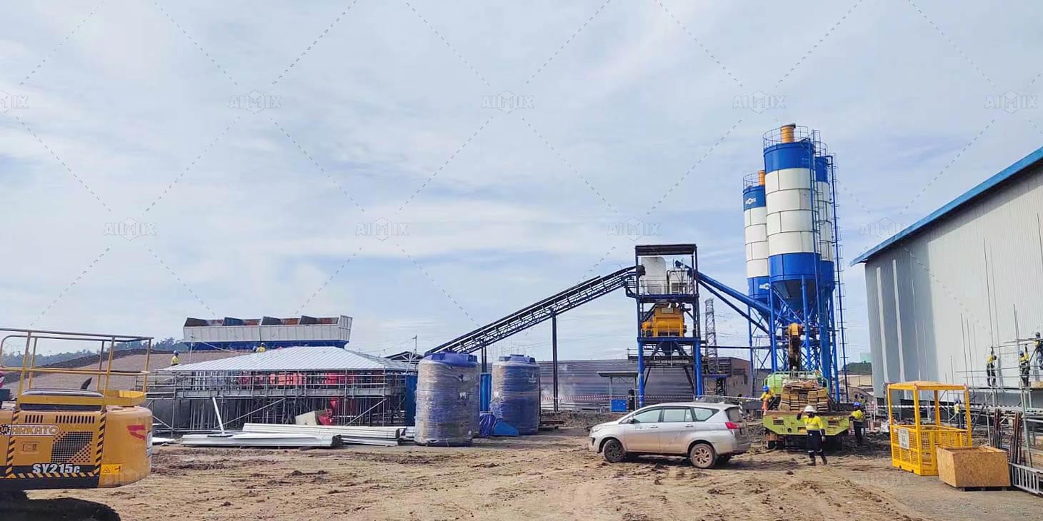 AJ120 AIMIX Batching Plant for Hotel building Construction in Indonesia