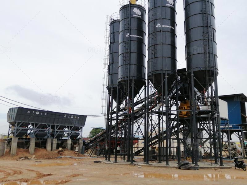 AJ120 ready mix concrete plants in Indonesia for highway construction