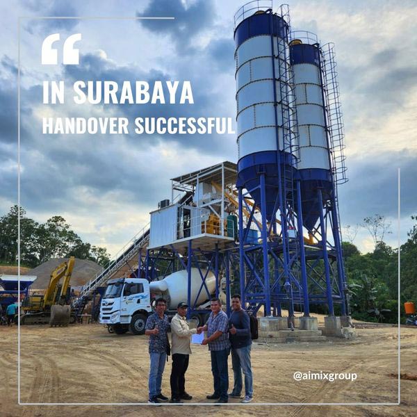 AJ60 ready mix concrete plants for warehouse construction in Indonesia