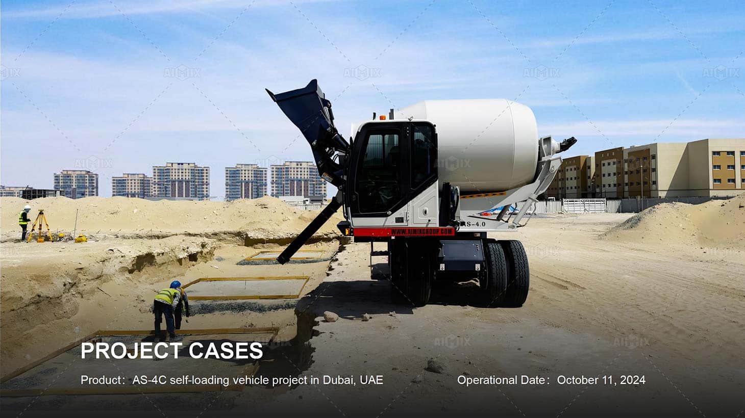 AIMIX self loading concrete mixer working in Dubai