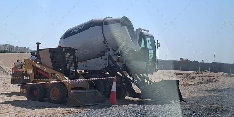 AIMIX self loading mixer for building foundation work in Dubai