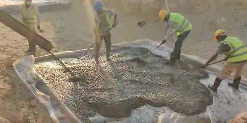 Discharging Concrete Mixture on-site in Dubai