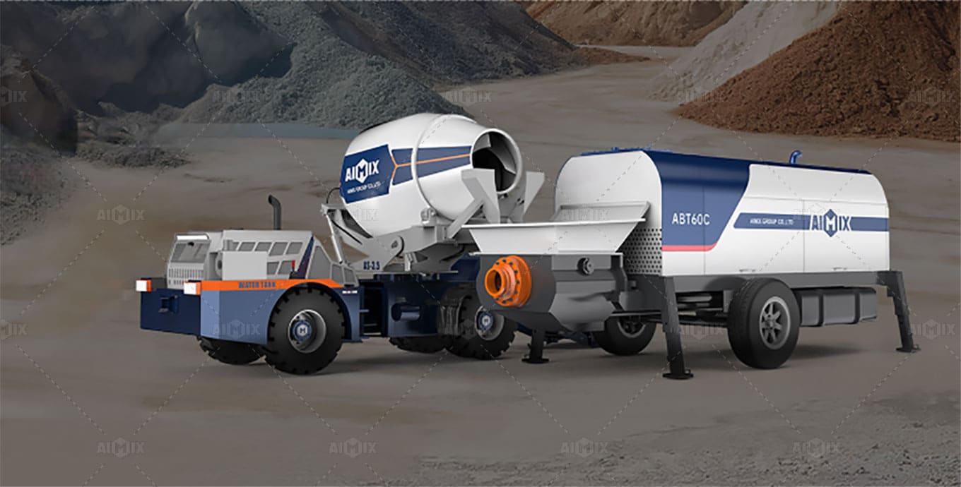 self loading concrete mixer with concrete pump
