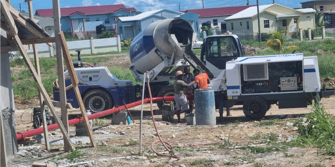 self loading mixer and pump for house construction in Antigua