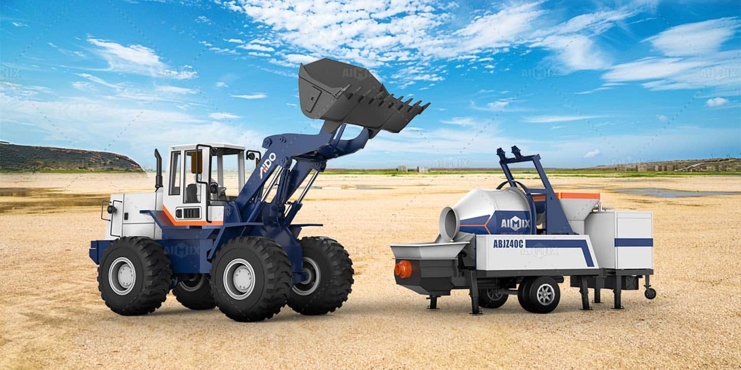 popular combination of wheel loader and concrete mixer pump Indonesia