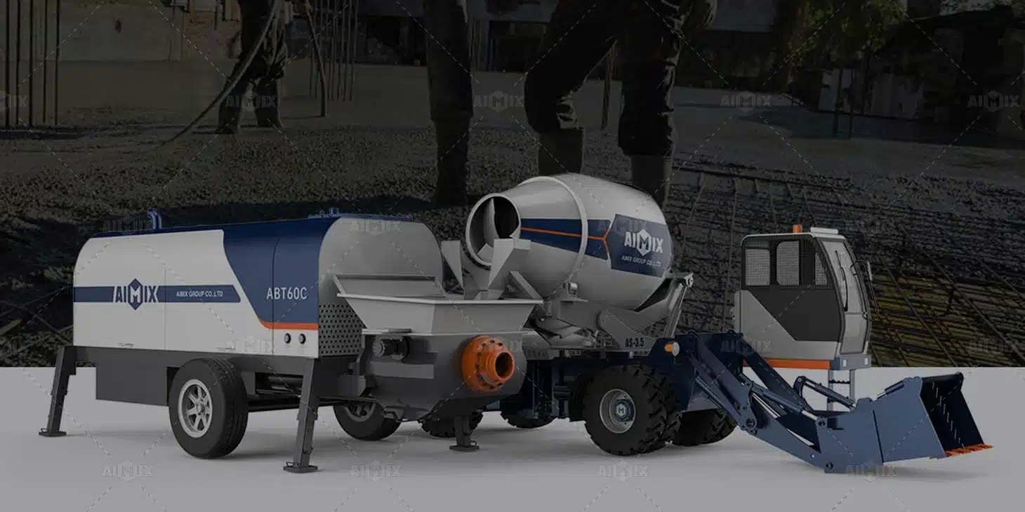 self loader concrete mixer with concrete pumping machine combination in Indonesia