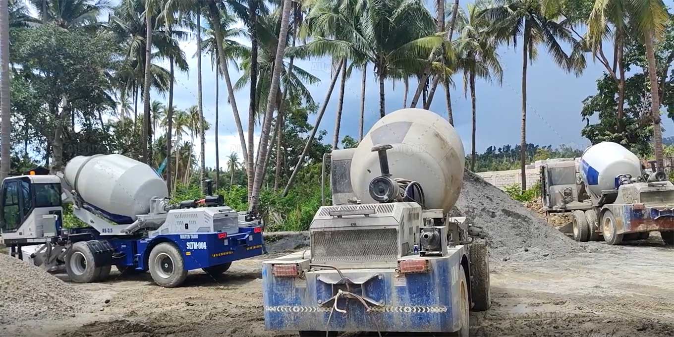 self loading concrete mixer machine for factory building construction