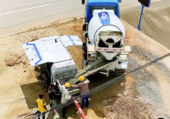 concrete mixer truck + trailer pump solution for projects
