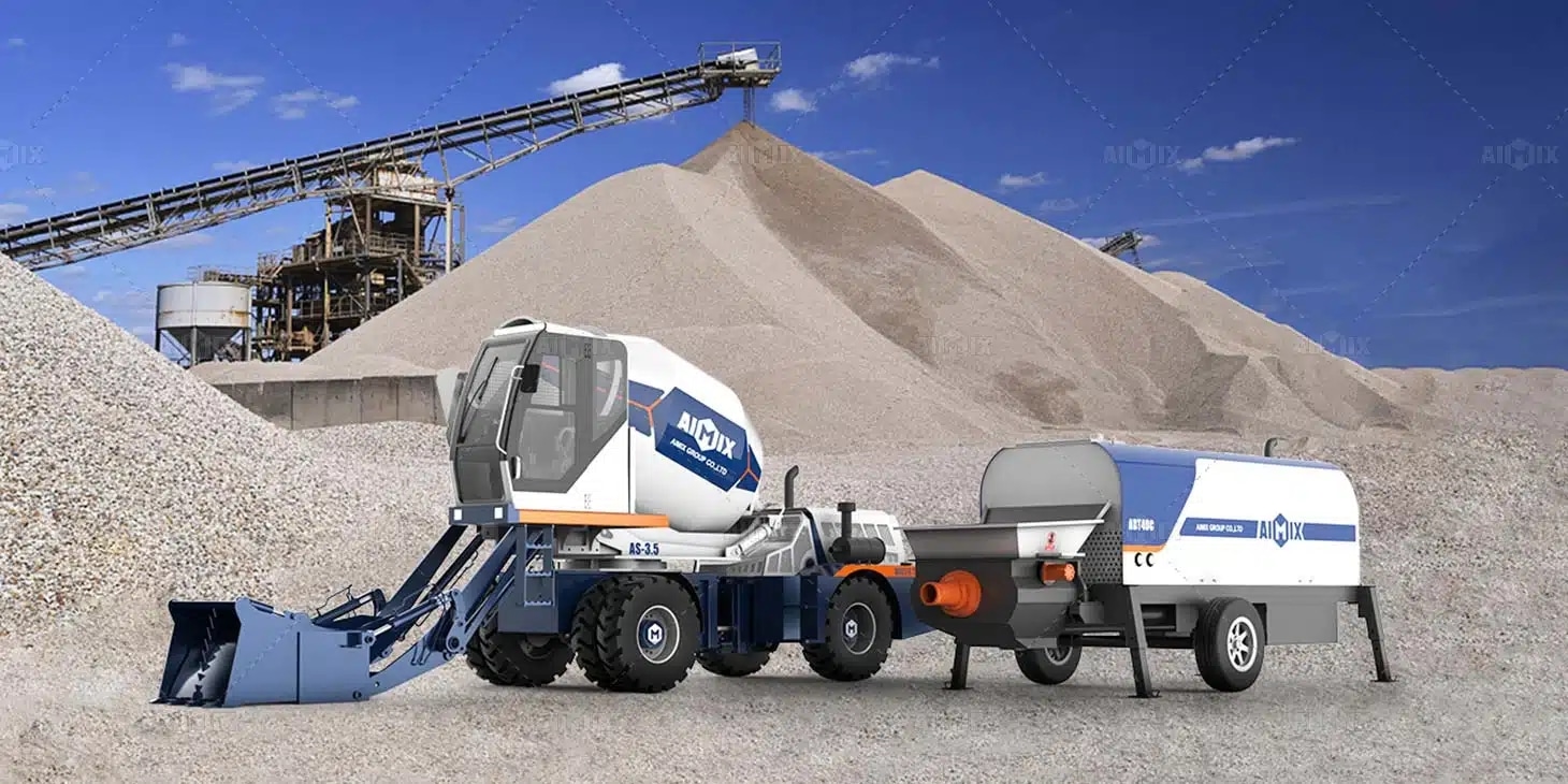 self loaded mixture and concrete pump trailer combined to simplify work in Kenya
