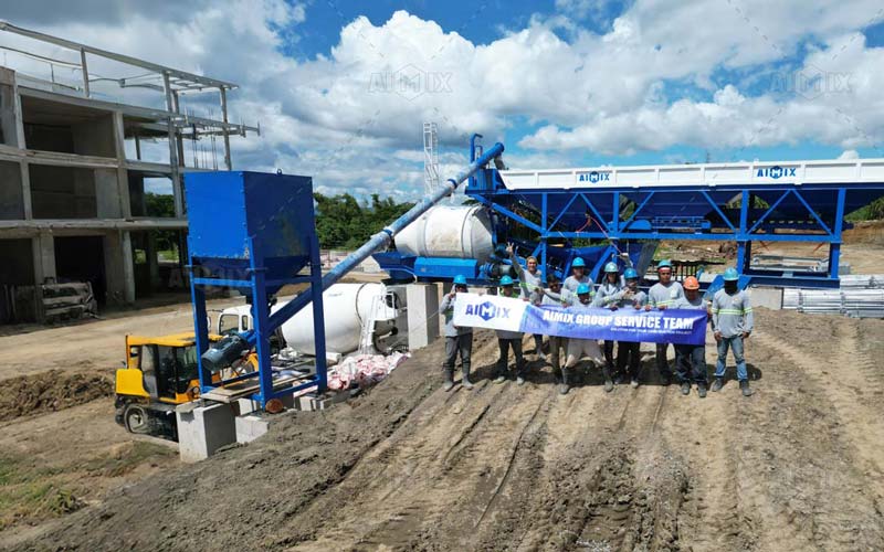 AJZY30 Drum type portable concrete plant used For Commercial Building Construction in the Philippines