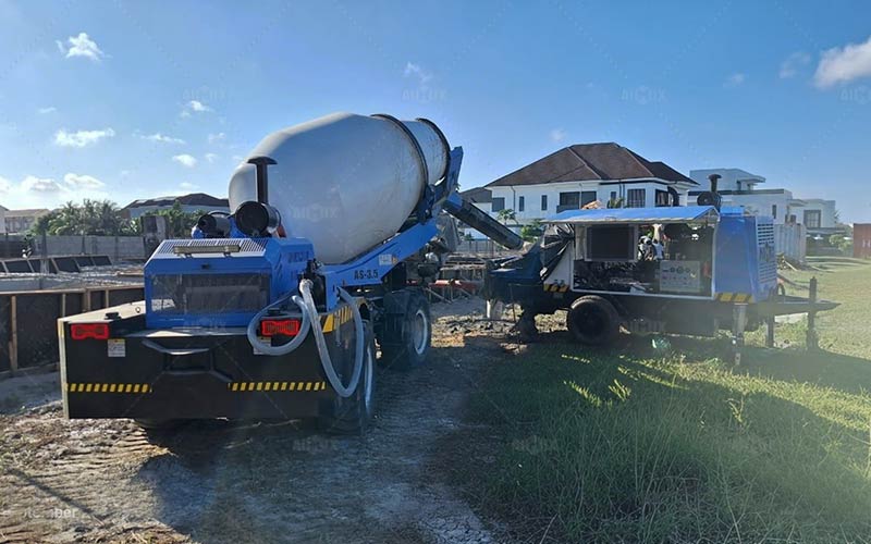 Self Loading Mixer and Concrete Pump for Building Construction