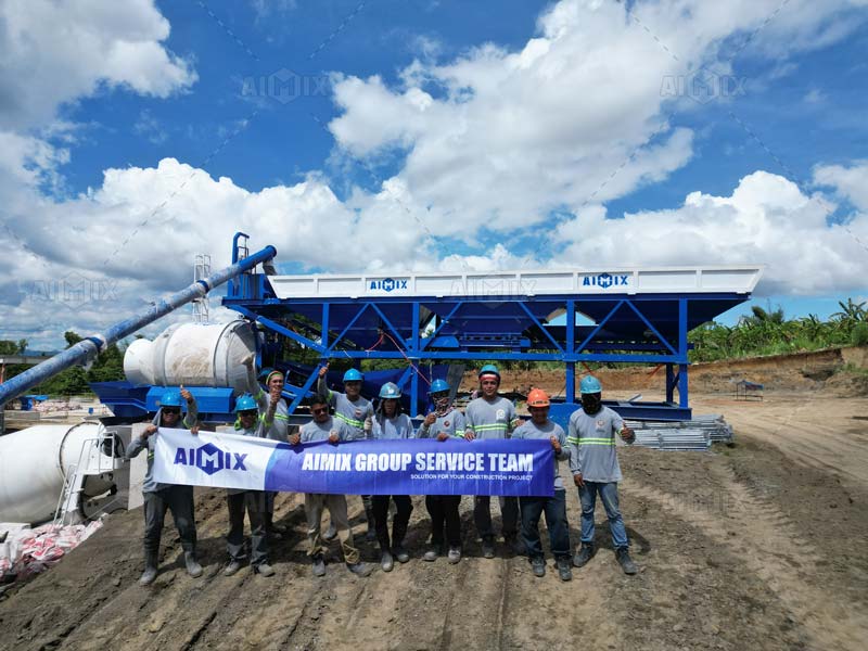 AJYZ35 - Three Bins Concrete Batcher + Drum Concrete Mixer