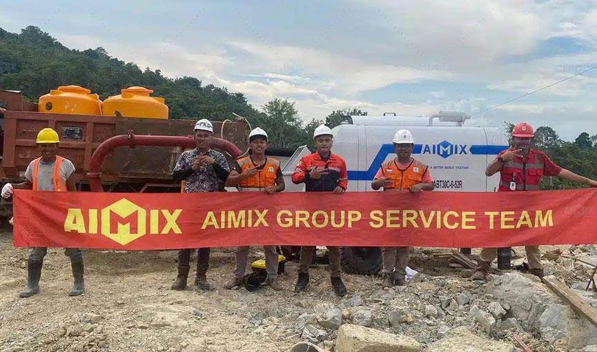 mini pump for concrete delivery on-site in Indonesia