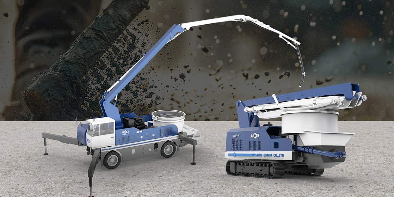 new type boom concrete pump and pan mixer