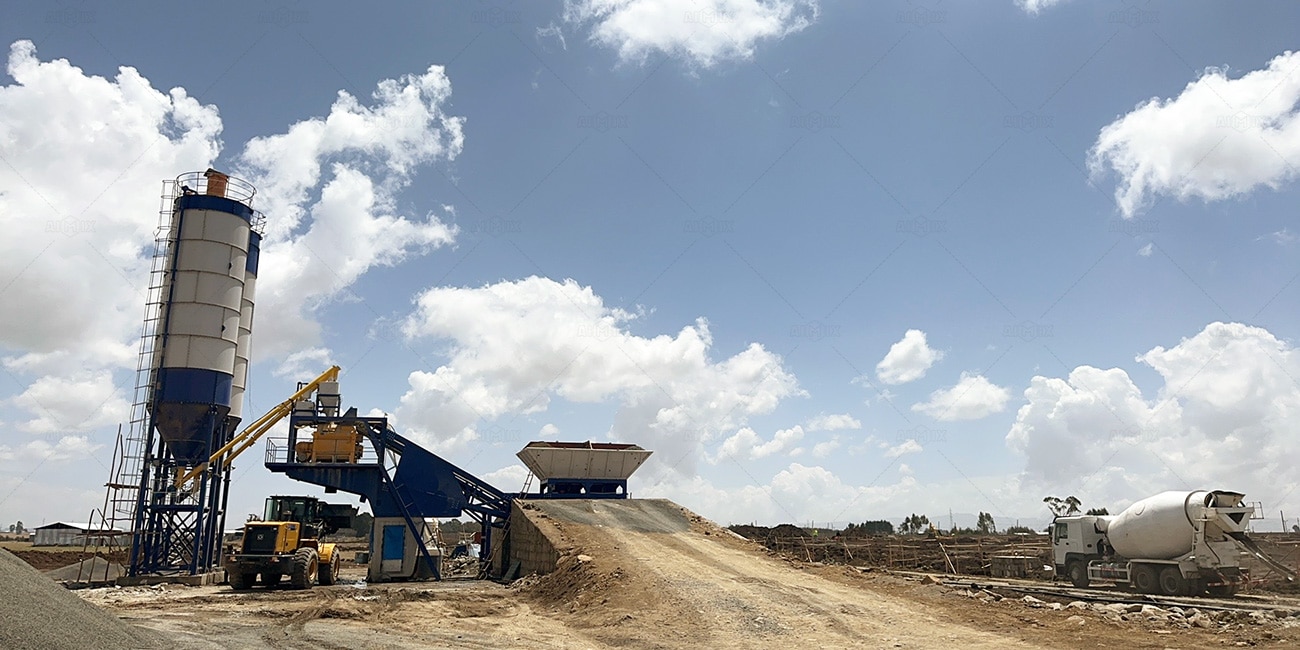 AJY60-mobile concrete production solution for Ethiopian Contractors Completing Real Estate Projects