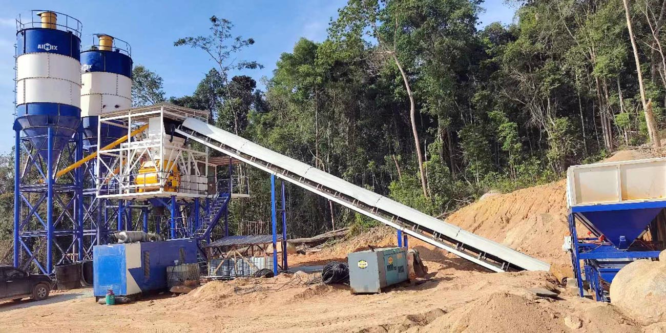 Stationary type concrete plant with mini capacity in Malaysia