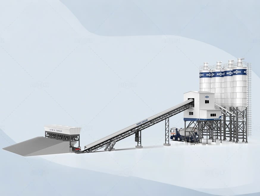 AJ belt type concrete batching plant stationary