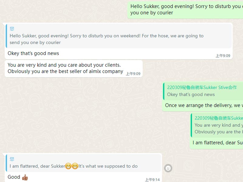 Peru Customer Feedback on AIMIX Mixer Truck