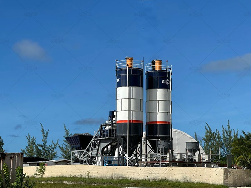 mobile types of concrete plants on-site working