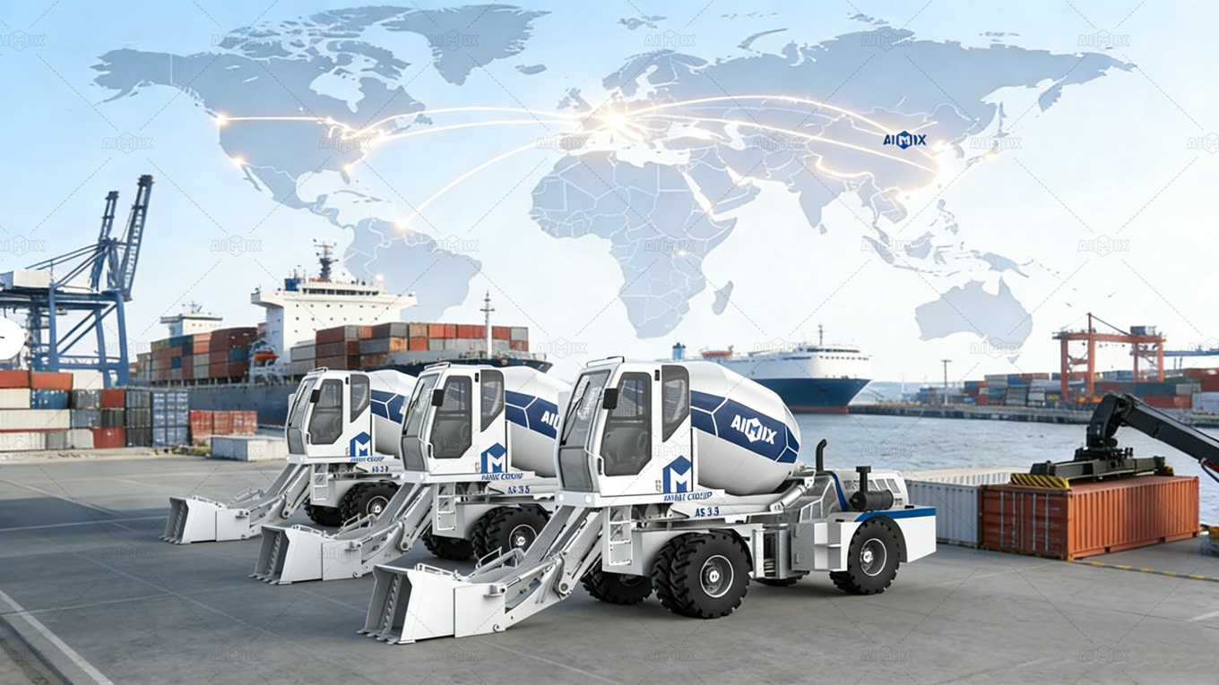 AIMIX self loading mixers help UK clients Win Overseas Markets