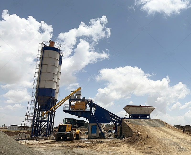 AJY60 mobile automatic batching plant for Road Construction in Ethiopia