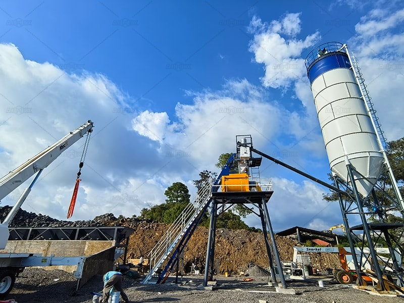 Installing AJ50 stationary concrete plant in Mexico