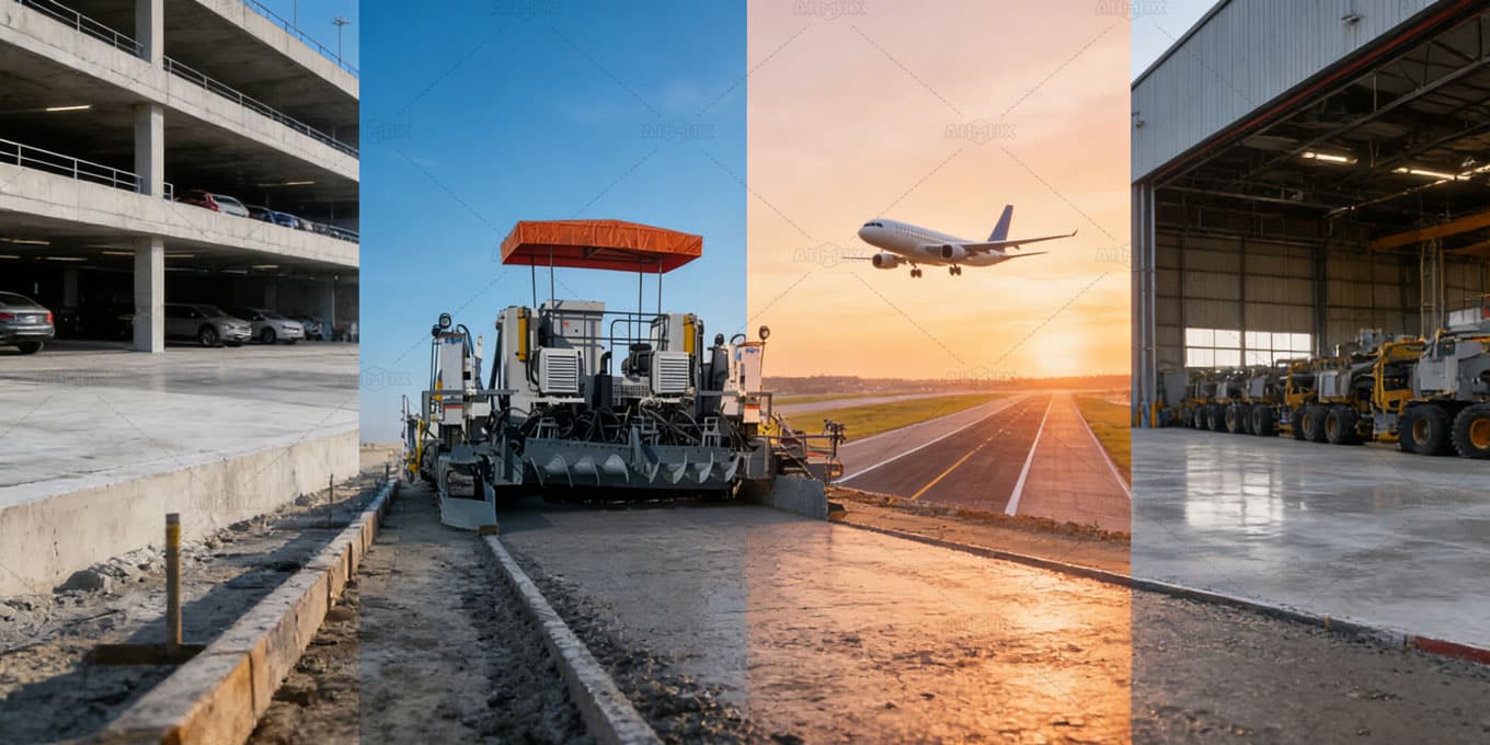 applications of concrete paving equipment