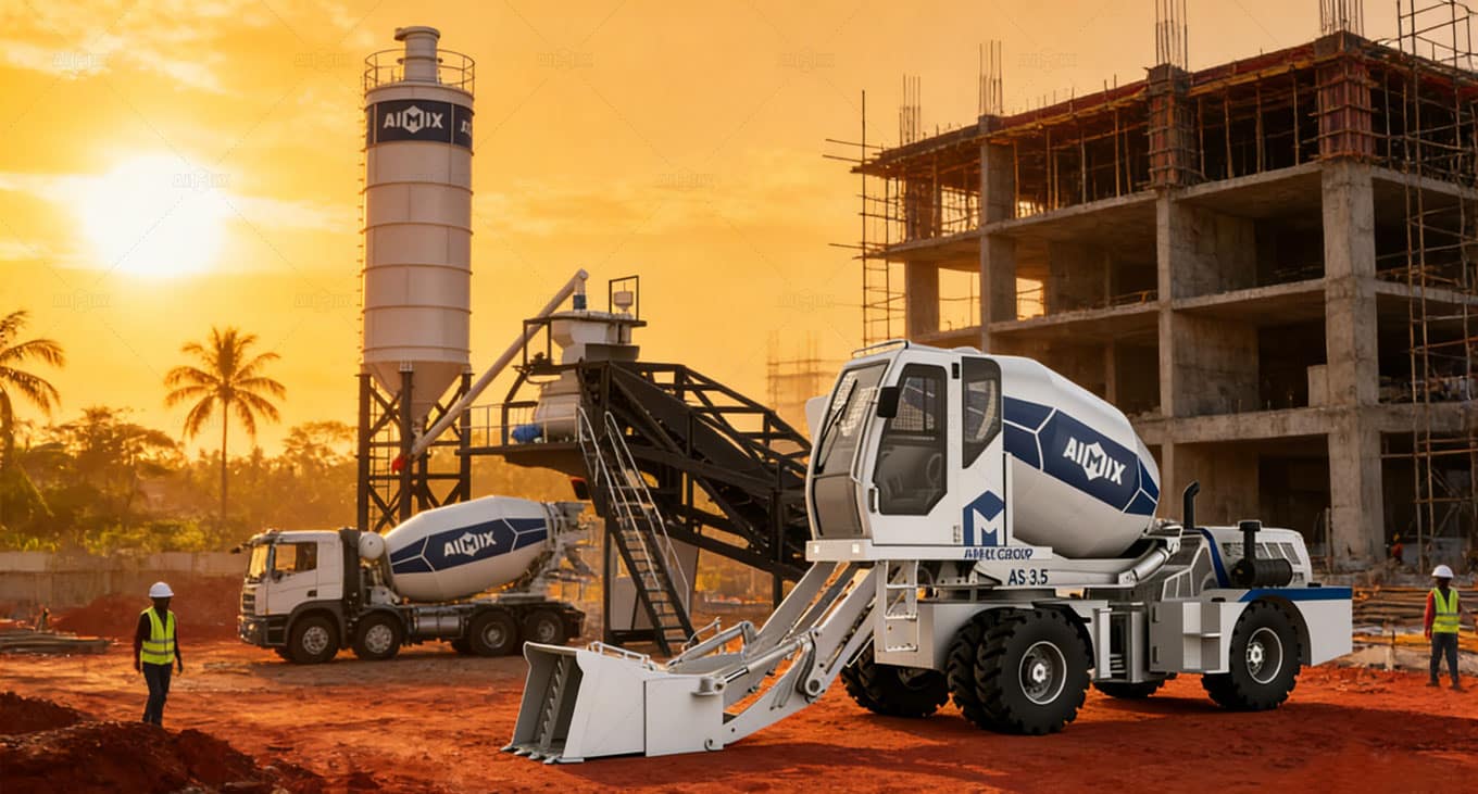 self loading concrete mixer VS mixer truck vs mobile concrete plant in Tanzania