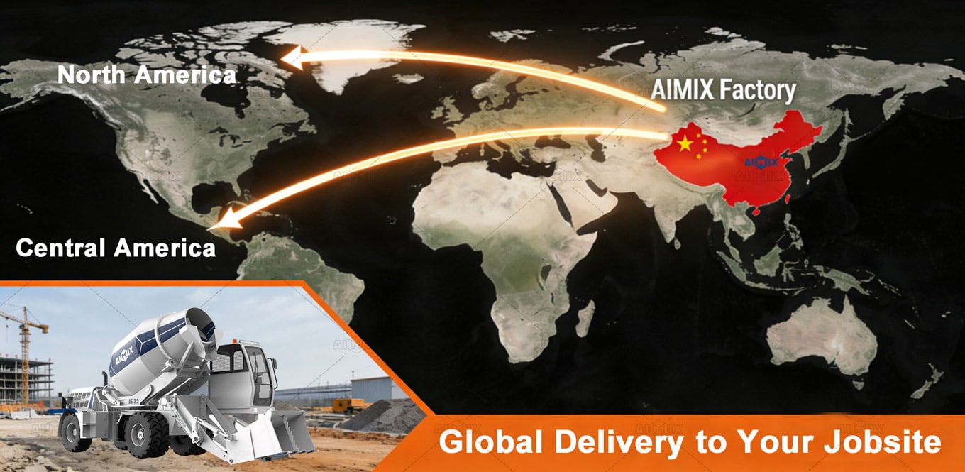 AIMIX delivery self loading mixer to USA or Your Jobsite in other countries