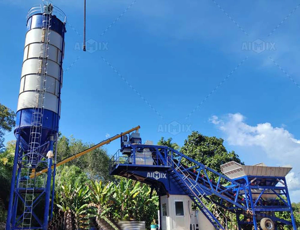 AJY35 mobile concrete batching plant for concrete production in Malaysia with portable design